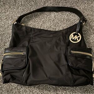 Michael Kors Black Shoulder Bag with Gold Accents